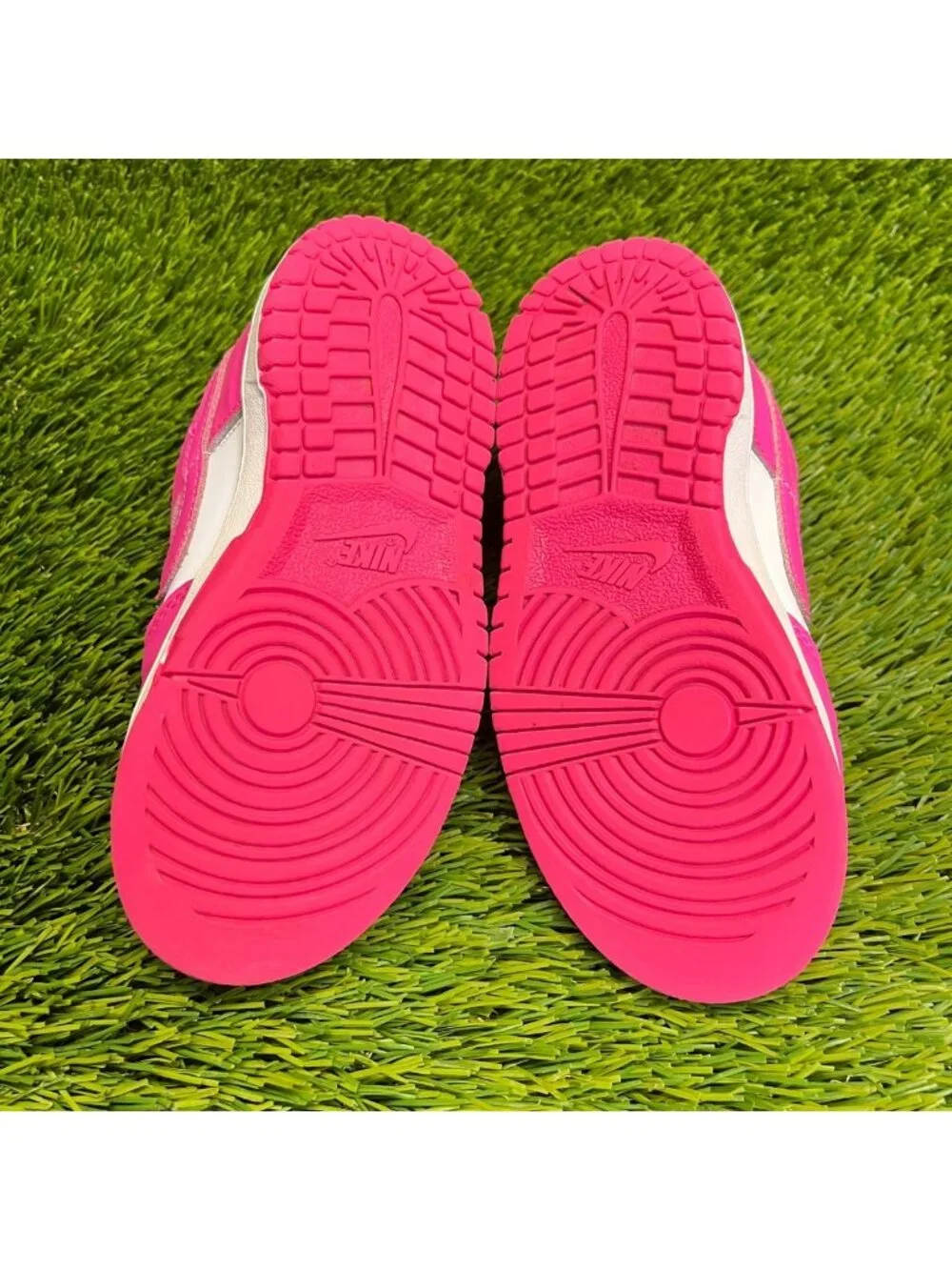 Nike Dunk Low Girls Size 10C Pink White Athletic Leather Walking Shoes Sneakers
